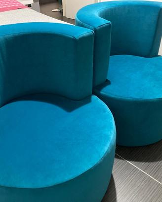 POLTRONA LOUNGE ARTIGIANALE IN VELLUTO TURCHESE –