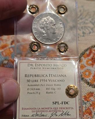 50 lire 1954 periziata