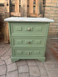 Coppia di comodini vintage 3 casetti verde salvia
