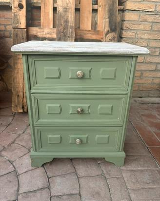 Coppia di comodini vintage 3 casetti verde salvia