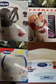 1 Bilacia elettronica, 2 marsupi Chicco, 1 cuscino