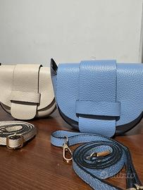 borse beige ed azzura vera pelle