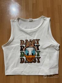 Top bambina bianco Disney Daisy 7-8 anni nuovo