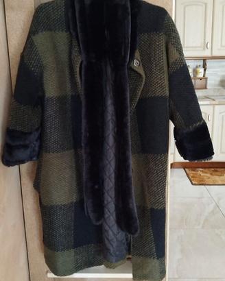 CAPPOTTO DONNA DI LANA E POLIE E PELLICCIA WU SIDE