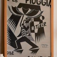 Poster su TELA Campari Depero vintage 30x40