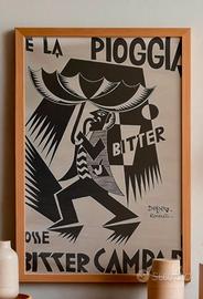 Poster su TELA Campari Depero vintage 30x40