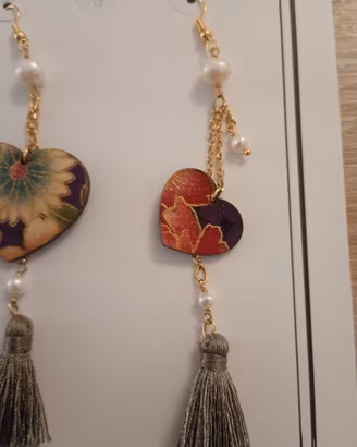 Orecchini Asimmetrici LEBOLE a Cuore  In Seta
