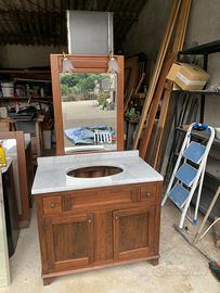 Mobile bagno completo in noce e specchio