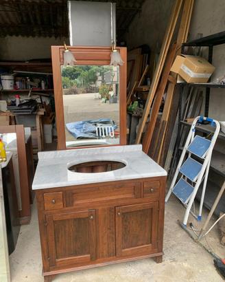 Mobile bagno completo in noce e specchio