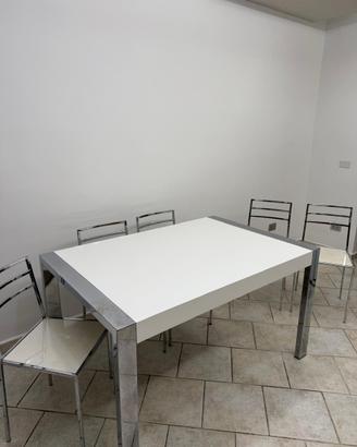Tavolo bianco moderno allungabile + 6 sedie