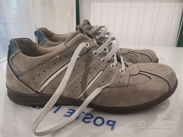 Scarpe Stringate Grigie vera pelle