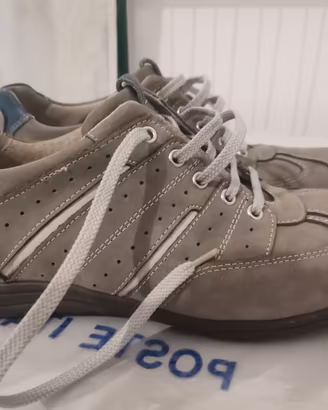 Scarpe Stringate Grigie vera pelle