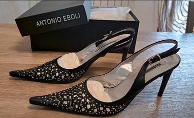 Slingback in vera pelle nera, n. 37 (38)