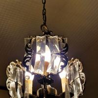 Lampadario + 2 Applique in metallo e cristalli 