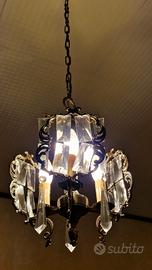 Lampadario + 2 Applique in metallo e cristalli 