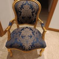 Sedia poltrona barocco blu/oro