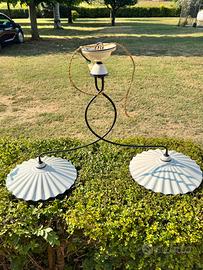 Lampadario ferro e porcellana