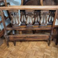 coppia testate e pediere in noce intagliato 