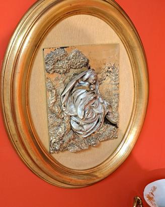 Capoletto Madonna con bambino in lamina d'argento