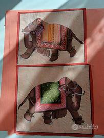 Elefanti dipinti a mano su carta di riso