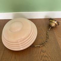 Lampadario vetro opalino decò