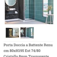 Porta doccia 90x195 cristallo, battente, nicchia