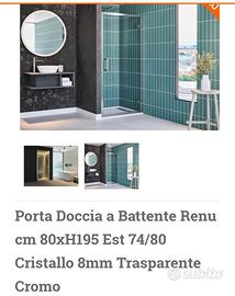 Porta doccia 90x195 cristallo, battente, nicchia