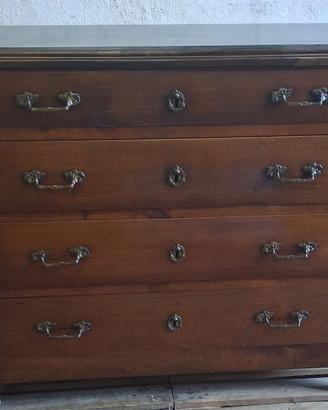 Cassettone Antico Legno e Marmo 4 Cassetti