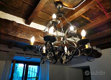 Lampadario artigianale in ferro battuto