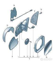 Specchio retrovisore sx completo Volkswagen Amarok