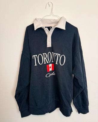 Felpa H&M Toronto Canada stile College - blu navi