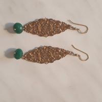 orecchini con foglie e pietre 