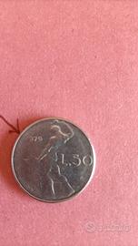 moneta da L.50 con errore di conio