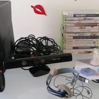 xbox 360 con 14 giochi,kinet,piattaforma e cuffie