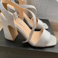 Sandali glitterati argento