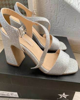 Sandali glitterati argento