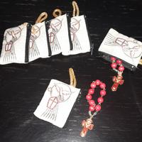 6 decine Santa Cresima con portadecine in tessuto 