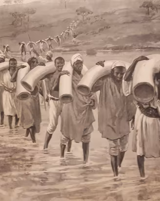 1899 stampa Africa trasporto avorio Uganda pagina