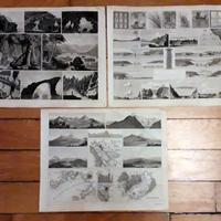 Tre rare stampe antiche Henry Winkles 1800 / 1850