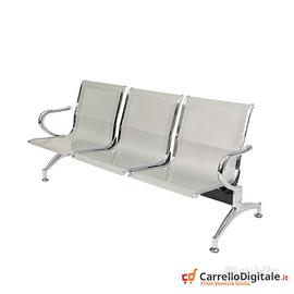 Panca per sala attesa 3 posti in acciaio Silver