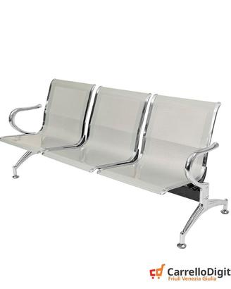 Panca per sala attesa 3 posti in acciaio Silver