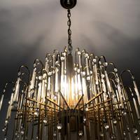Lampadario in ottone con cristalli