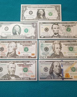 BANCONOTE DOLLARI LAMINA ARGENTO COLORATE