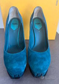 Scarpe FENDI con plateau in pelle scamosciata
