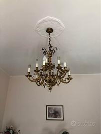 Lampadario a sospensione in metallo bronzo/oro