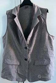 Gilet blazer smanicato grigio