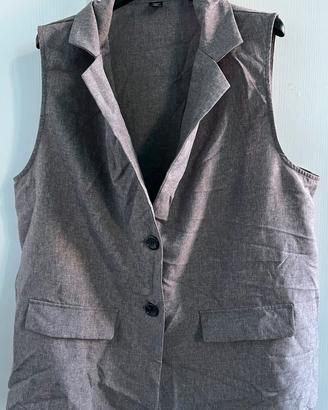 Gilet blazer smanicato grigio