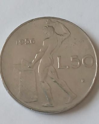 moneta vulcano 50 lire del 1956
