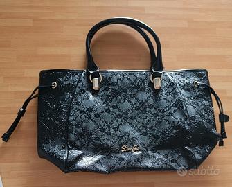 Borsa Liu Jo in poliestere, nera con trama floreal
