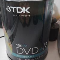 confezione da 100 dischi DVD+R vergini  TDK.
